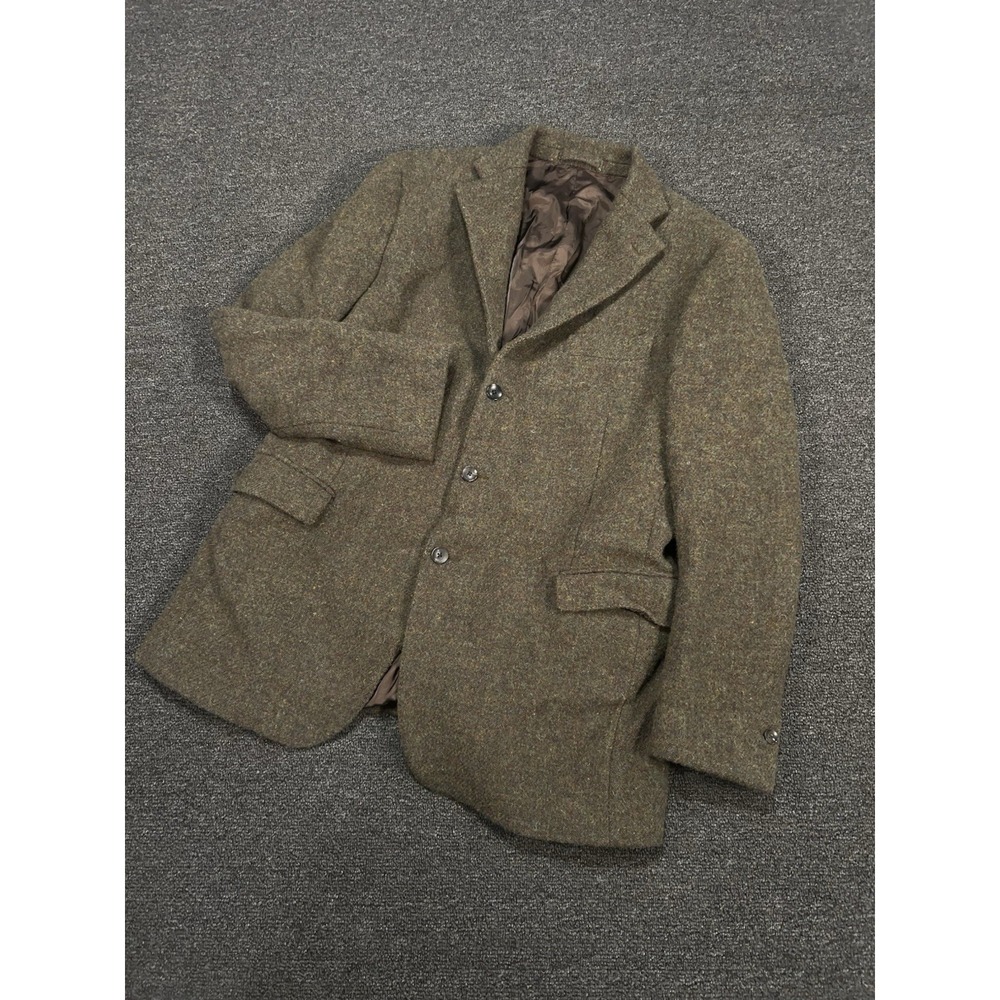 Lardini Blazer Men's 58L Green Speckled Tweed Italy Wool Degand Brussels Lined